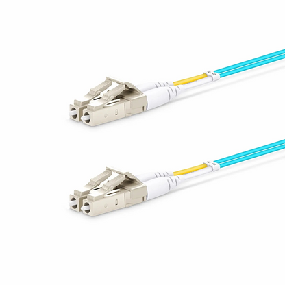 FyberOptix 3m (10ft) Fiber Patch Cable, 2 Fibers, LC UPC Duplex to LC UPC Duplex, Multimode (OM4), Riser (OFNR), 1.2mm, Tight-Buffered, Aqua