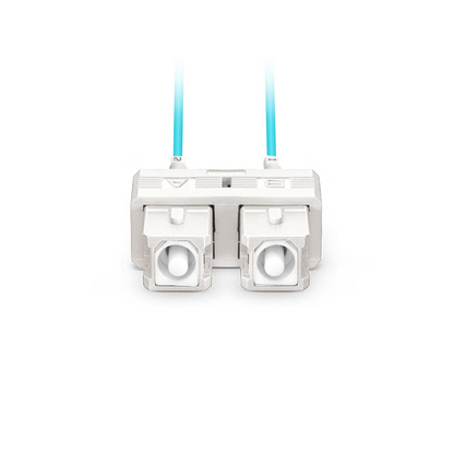 FyberOptix 4m (13ft) Fiber Patch Cable, 2 Fibers, LC UPC Duplex Standard Clip Uniboot to SC UPC Duplex, Multimode (OM4), Riser (OFNR), 2.0/0.9mm, Aqua