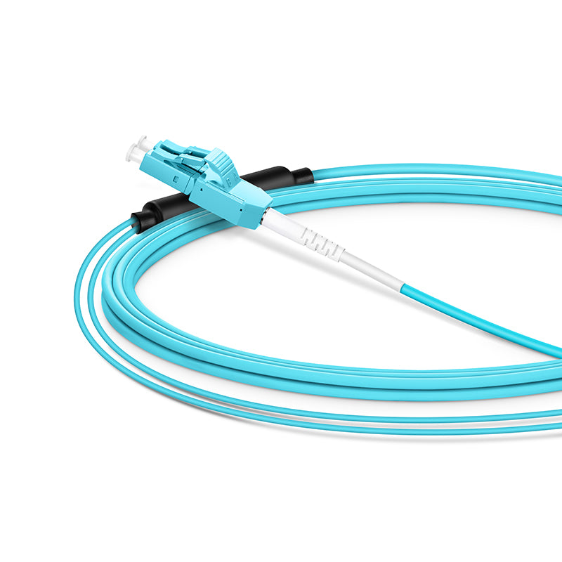 FyberOptix 3m (10ft) Fiber Patch Cable, 2 Fibers, LC UPC Duplex Standard Clip Uniboot to SC UPC Duplex, Multimode (OM4), Riser (OFNR), 2.0/0.9mm, Aqua