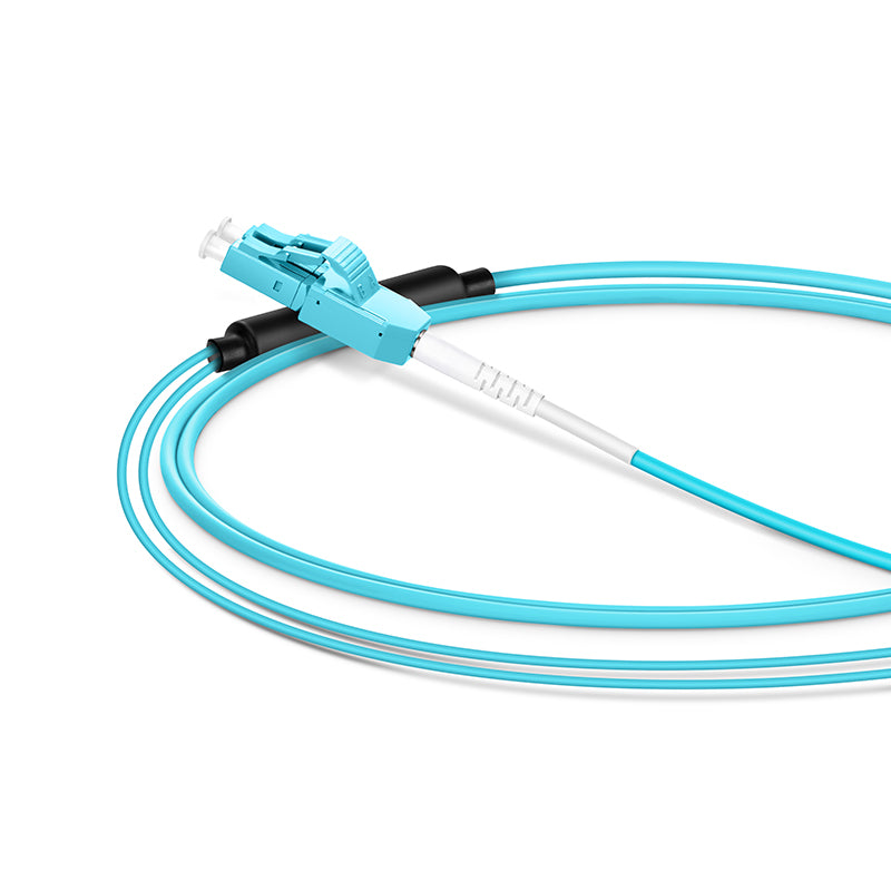 FyberOptix 1m (3ft) Fiber Patch Cable, 2 Fibers, LC UPC Duplex Standard Clip Uniboot to SC UPC Duplex, Multimode (OM4), Riser (OFNR), 2.0/0.9mm, Aqua