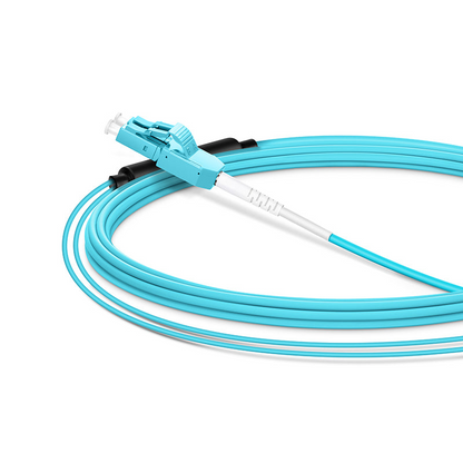 FyberOptix 5m (16ft) Fiber Patch Cable, 2 Fibers, LC UPC Duplex Standard Clip Uniboot to SC UPC Duplex, Multimode (OM4), Riser (OFNR), 2.0/0.9mm, Aqua