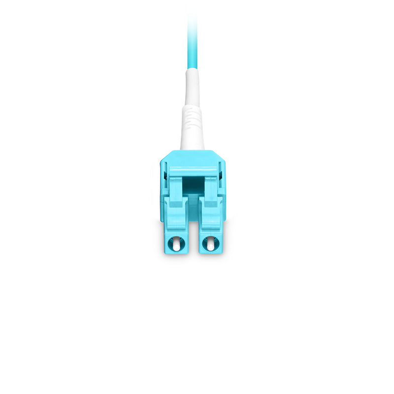 FyberOptix 5m (16ft) Fiber Patch Cable, 2 Fibers, LC UPC Duplex Standard Clip Uniboot to SC UPC Duplex, Multimode (OM4), Riser (OFNR), 2.0/0.9mm, Aqua