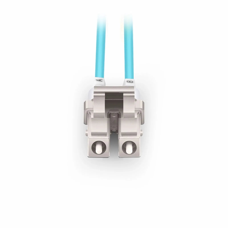 FyberOptix 2m (7ft) Fiber Patch Cable, 2 Fibers, Short Boot, LC UPC Duplex to LC UPC Duplex, Multimode (OM3), Riser (OFNR), 2.0mm, Tight-Buffered, Aqua