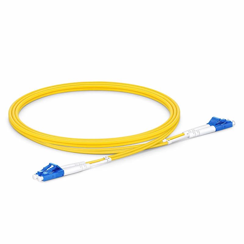 FyberOptix 1m (3ft) Fiber Patch Cable, 2 Fibers, LC UPC Duplex to LC UPC Duplex, Single Mode (OS2), Riser (OFNR), 2.0mm, Tight-Buffered, Yellow