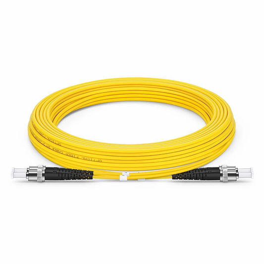 FyberOptix 5m (16ft) Fiber Patch Cable, 2 Fibers, ST UPC to ST UPC, Single Mode (OS2), Riser (OFNR), 2.0mm, Tight-Buffered, Yellow
