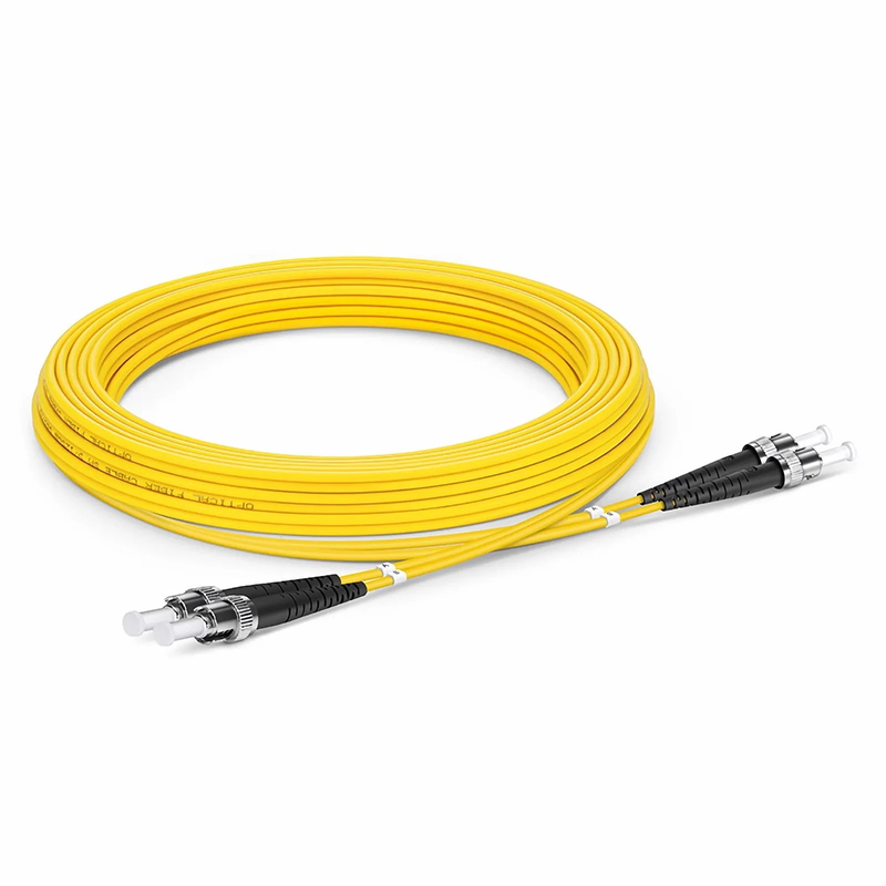 FyberOptix 5m (16ft) Fiber Patch Cable, 2 Fibers, ST UPC to ST UPC, Single Mode (OS2), Riser (OFNR), 2.0mm, Tight-Buffered, Yellow