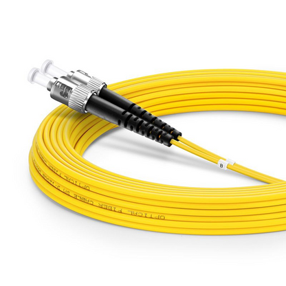 FyberOptix 5m (16ft) Fiber Patch Cable, 2 Fibers, ST UPC to ST UPC, Single Mode (OS2), Riser (OFNR), 2.0mm, Tight-Buffered, Yellow