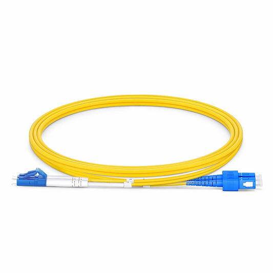 FyberOptix 1m (3ft) Fiber Patch Cable, 2 Fibers, LC UPC Duplex to SC UPC Duplex, Single Mode (OS2), Riser (OFNR), 2.0mm, Tight-Buffered, Yellow