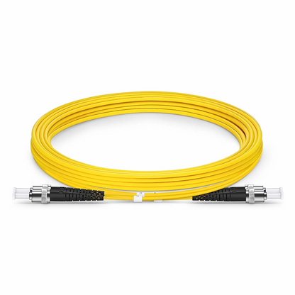 FyberOptix 3m (10ft) Fiber Patch Cable, 2 Fibers, ST UPC to ST UPC, Single Mode (OS2), Riser (OFNR), 2.0mm, Tight-Buffered, Yellow