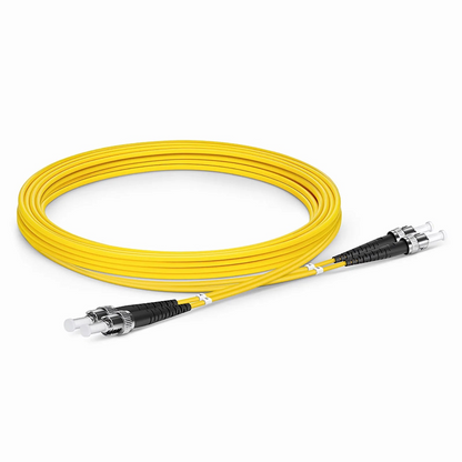 FyberOptix 3m (10ft) Fiber Patch Cable, 2 Fibers, ST UPC to ST UPC, Single Mode (OS2), Riser (OFNR), 2.0mm, Tight-Buffered, Yellow