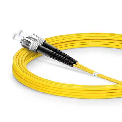 FyberOptix 3m (10ft) Fiber Patch Cable, 2 Fibers, ST UPC to ST UPC, Single Mode (OS2), Riser (OFNR), 2.0mm, Tight-Buffered, Yellow