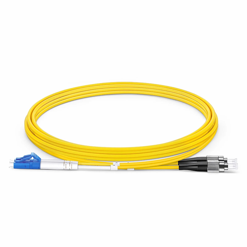 FyberOptix 2m (7ft) Fiber Patch Cable, 2 Fibers, LC UPC Duplex to FC UPC, Single Mode (OS2), Riser (OFNR), 2.0mm, Tight-Buffered, Yellow