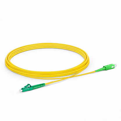 FyberOptix 3m (10ft) Fiber Patch Cable, 1 Fiber, LC APC Simplex to SC APC Simplex, Single Mode (OS2), Riser (OFNR), 2.0mm, Tight-Buffered, Yellow