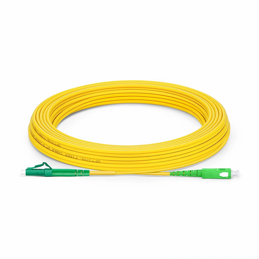 FyberOptix 15m (49ft) Fiber Patch Cable, 1 Fiber, LC APC Simplex to SC APC Simplex, Single Mode (OS2), Riser (OFNR), 2.0mm, Tight-Buffered, Yellow