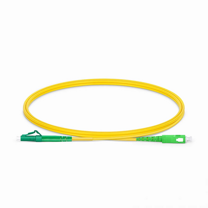 FyberOptix 1m (3ft) Fiber Patch Cable, 1 Fiber, LC APC Simplex to SC APC Simplex, Single Mode (OS2), Riser (OFNR), 2.0mm, Tight-Buffered, Yellow