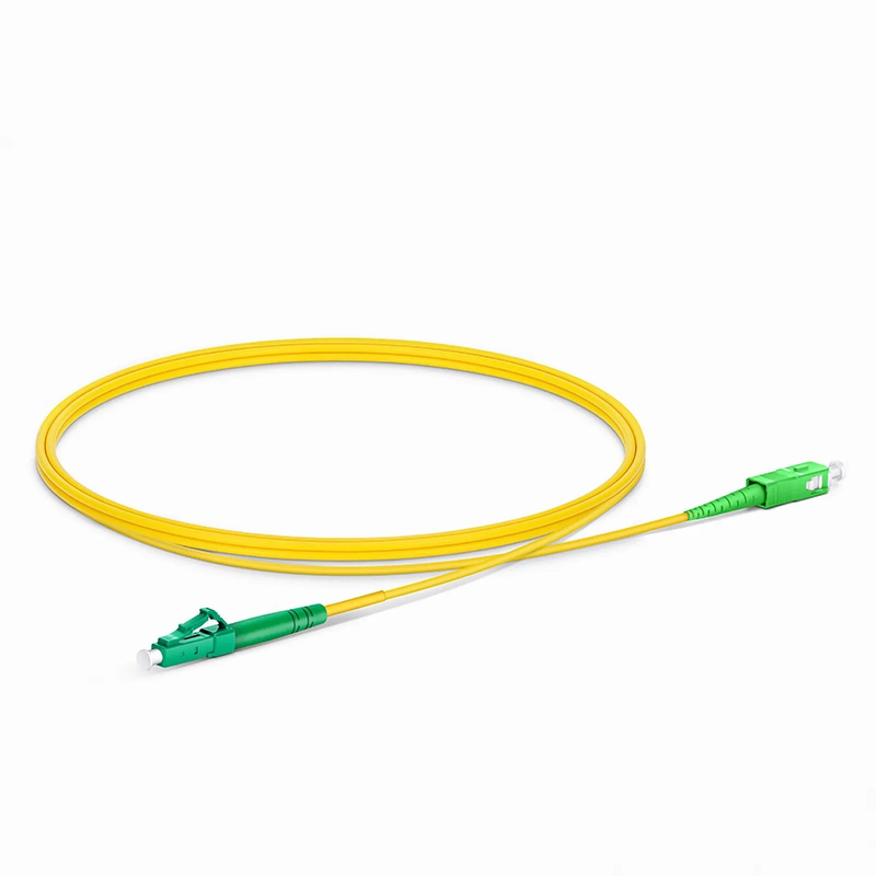 FyberOptix 1m (3ft) Fiber Patch Cable, 1 Fiber, LC APC Simplex to SC APC Simplex, Single Mode (OS2), Riser (OFNR), 2.0mm, Tight-Buffered, Yellow