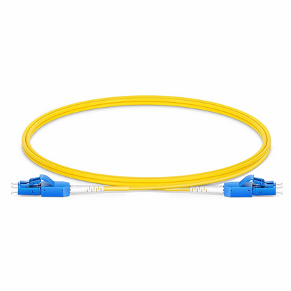 FyberOptix 1m (3ft) Fiber Patch Cable, 2 Fibers, LC UPC Duplex to LC UPC Duplex Standard Clip Uniboot, Single Mode (OS2), Riser (OFNR), 2.0mm, Yellow