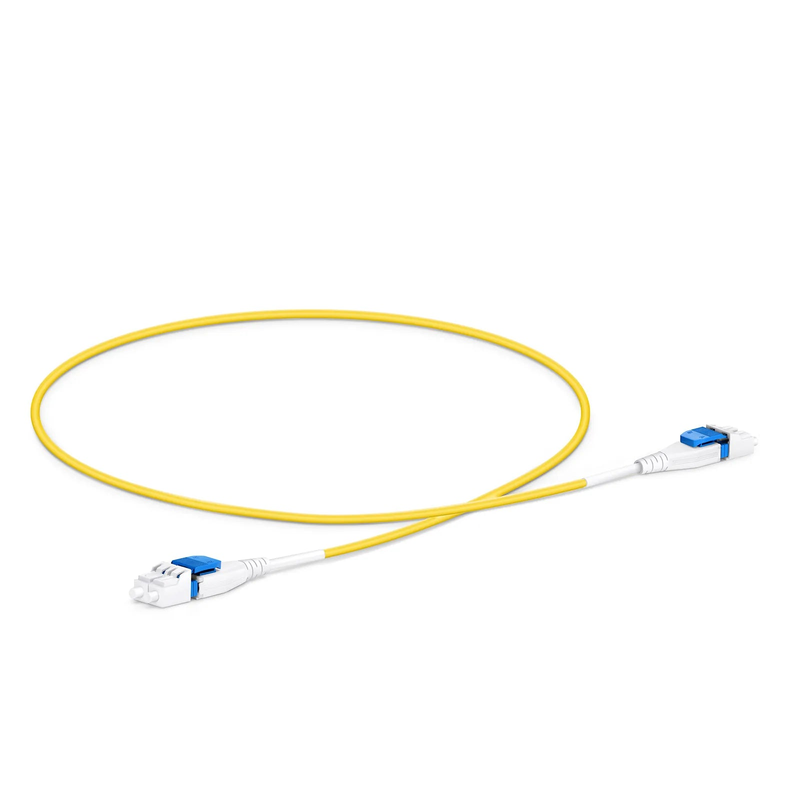 FyberOptix 0.5m (1.6ft) Fiber Patch Cable, 2 Fibers, LC UPC Duplex to LC UPC Duplex Flat Clip Uniboot, Single Mode (OS2), Riser (OFNR), 2.0mm, Yellow