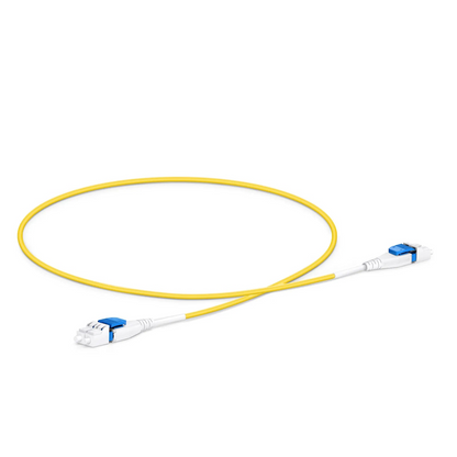 FyberOptix 0.5m (1.6ft) Fiber Patch Cable, 2 Fibers, LC UPC Duplex to LC UPC Duplex Flat Clip Uniboot, Single Mode (OS2), Riser (OFNR), 2.0mm, Yellow