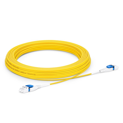 FyberOptix 10m (33ft) Fiber Patch Cable, 2 Fibers, LC UPC Duplex to LC UPC Duplex Flat Clip Uniboot, Single Mode (OS2), Riser (OFNR), 2.0mm, Yellow