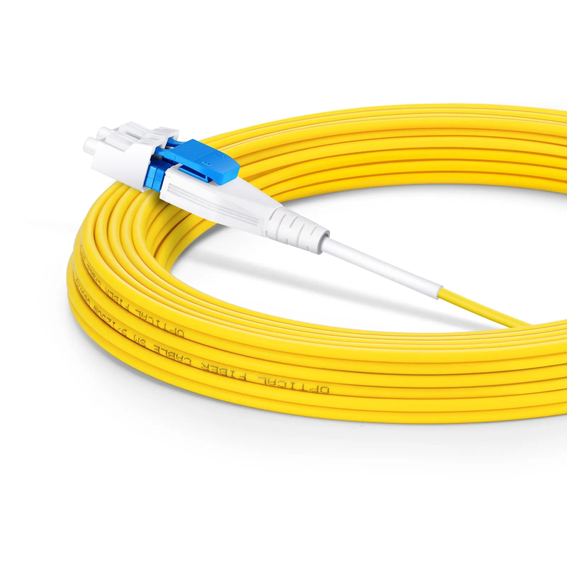 FyberOptix 10m (33ft) Fiber Patch Cable, 2 Fibers, LC UPC Duplex to LC UPC Duplex Flat Clip Uniboot, Single Mode (OS2), Riser (OFNR), 2.0mm, Yellow