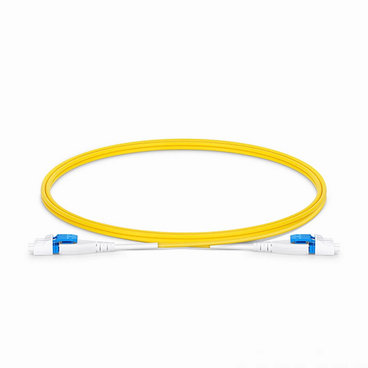 FyberOptix 1m (3ft) Fiber Patch Cable, 2 Fibers, LC UPC Duplex to LC UPC Duplex Flat Clip Uniboot, Single Mode (OS2), Riser (OFNR), 2.0mm, Yellow