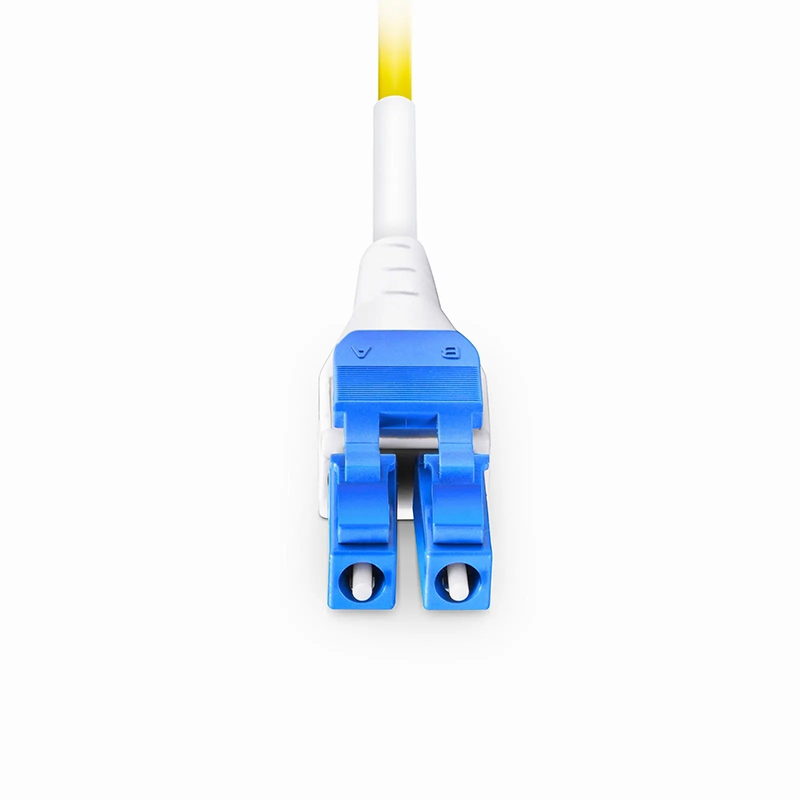 FyberOptix 1m (3ft) Fiber Patch Cable, 2 Fibers, LC UPC Duplex to LC UPC Duplex Flat Clip Uniboot, Single Mode (OS2), Riser (OFNR), 2.0mm, Yellow