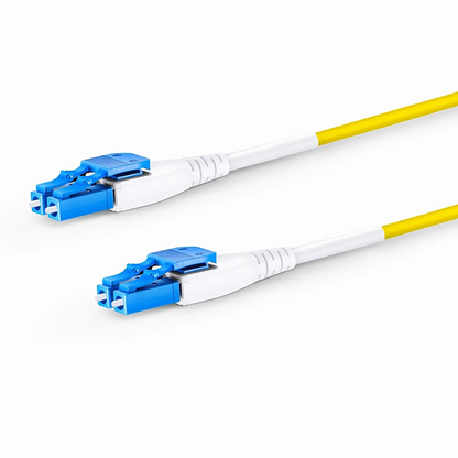 FyberOptix 1m (3ft) Fiber Patch Cable, 2 Fibers, LC UPC Duplex to LC UPC Duplex Flat Clip Uniboot, Single Mode (OS2), Riser (OFNR), 2.0mm, Yellow