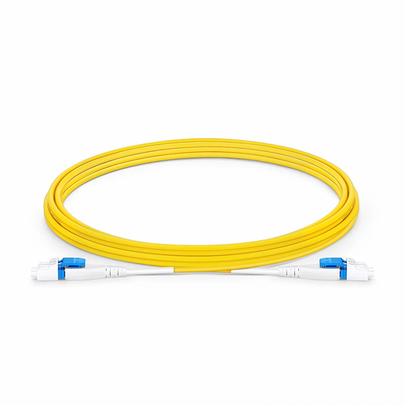 FyberOptix 3m (10ft) Fiber Patch Cable, 2 Fibers, LC UPC Duplex to LC UPC Duplex Flat Clip Uniboot, Single Mode (OS2), Riser (OFNR), 2.0mm, Yellow