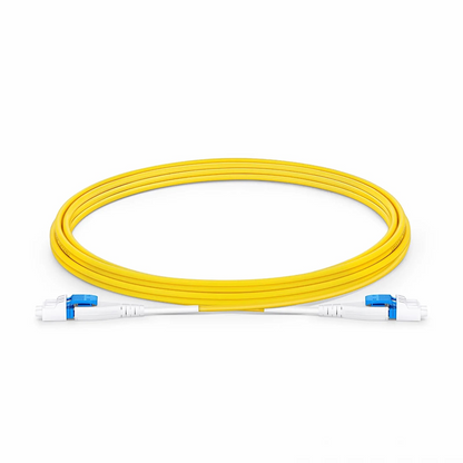 FyberOptix 3m (10ft) Fiber Patch Cable, 2 Fibers, LC UPC Duplex to LC UPC Duplex Flat Clip Uniboot, Single Mode (OS2), Riser (OFNR), 2.0mm, Yellow