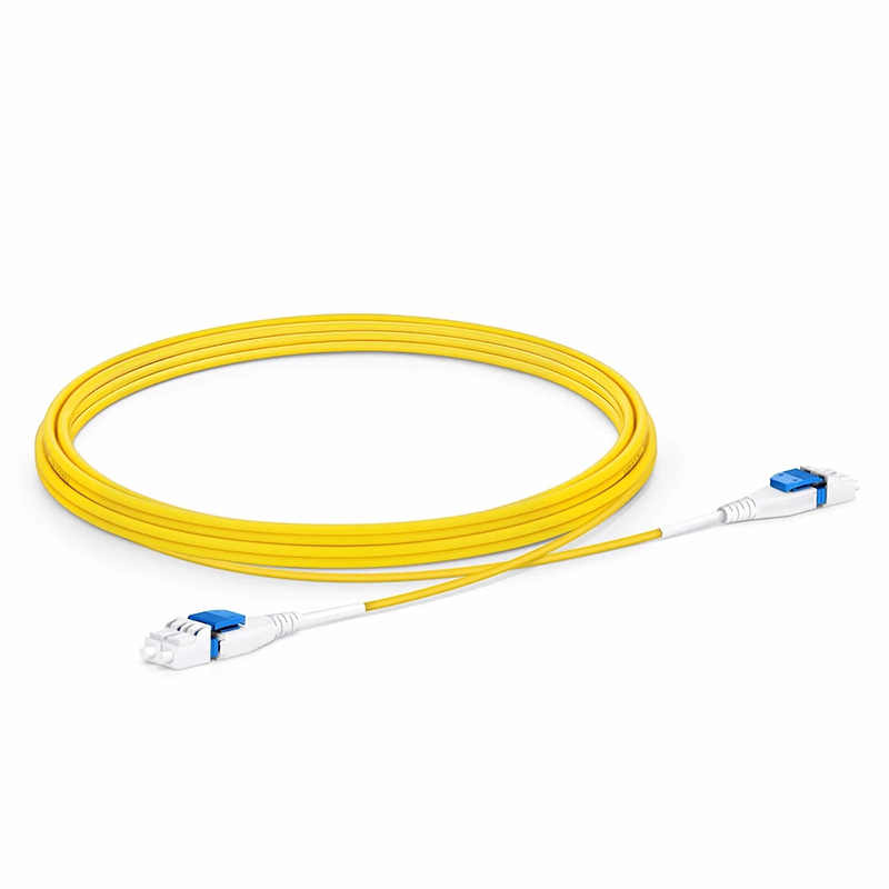 FyberOptix 3m (10ft) Fiber Patch Cable, 2 Fibers, LC UPC Duplex to LC UPC Duplex Flat Clip Uniboot, Single Mode (OS2), Riser (OFNR), 2.0mm, Yellow