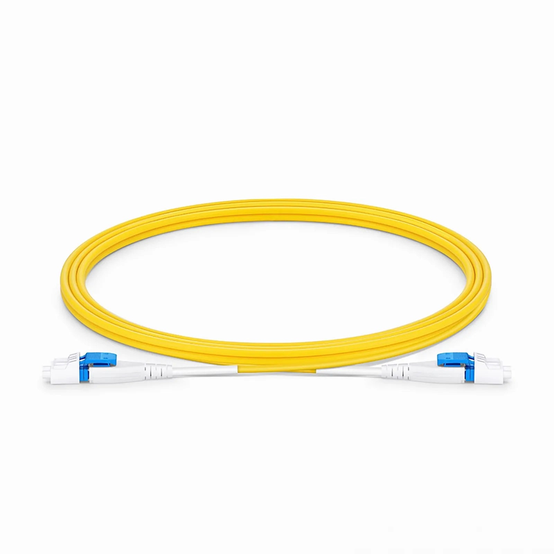 FyberOptix 2m (7ft) Fiber Patch Cable, 2 Fibers, LC UPC Duplex to LC UPC Duplex Flat Clip Uniboot, Single Mode (OS2), Riser (OFNR), 2.0mm, Yellow
