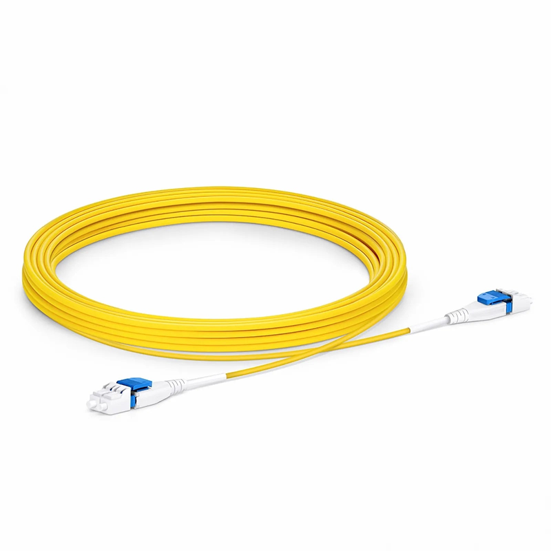 FyberOptix 7m (23ft) Fiber Patch Cable, 2 Fibers, LC UPC Duplex to LC UPC Duplex Flat Clip Uniboot, Single Mode (OS2), Riser (OFNR), 2.0mm, Yellow