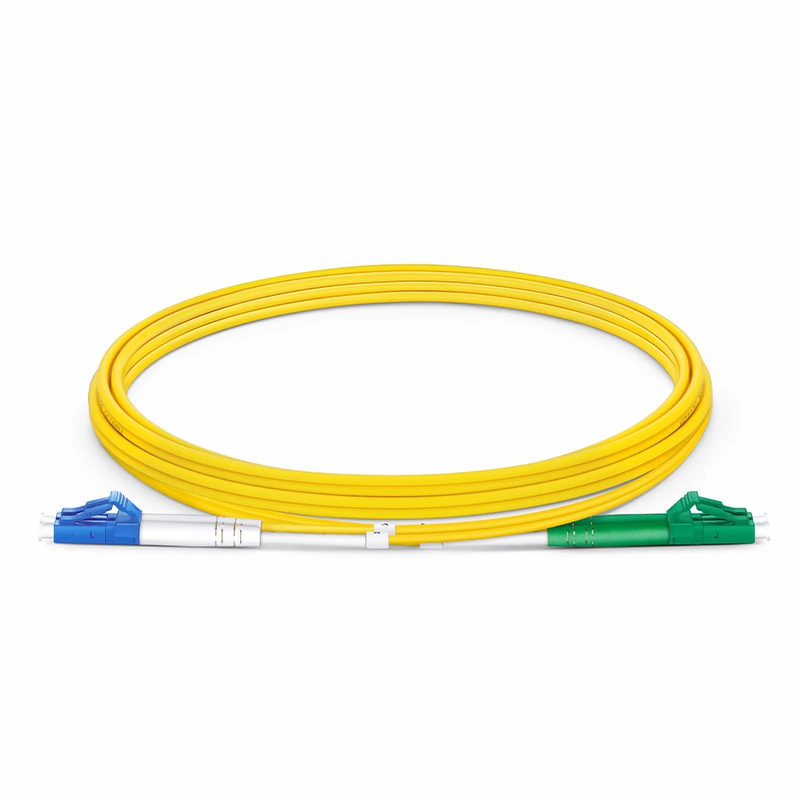 FyberOptix 2m (7ft) Fiber Patch Cable, 2 Fibers, LC UPC Duplex to LC APC Duplex, Single Mode (OS2), Riser (OFNR), 2.0mm, Tight-Buffered, Yellow