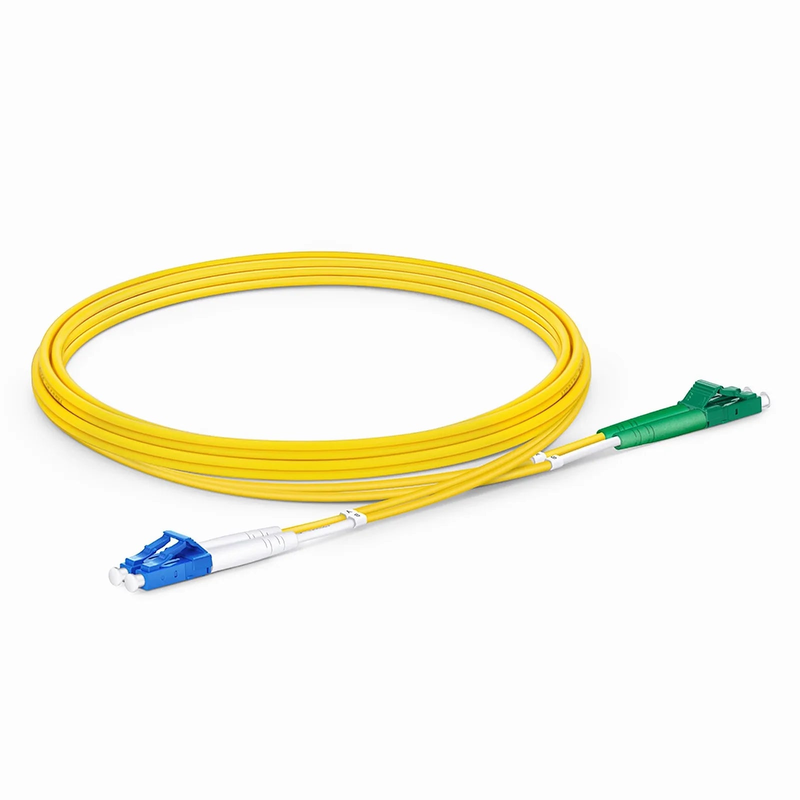 FyberOptix 2m (7ft) Fiber Patch Cable, 2 Fibers, LC UPC Duplex to LC APC Duplex, Single Mode (OS2), Riser (OFNR), 2.0mm, Tight-Buffered, Yellow