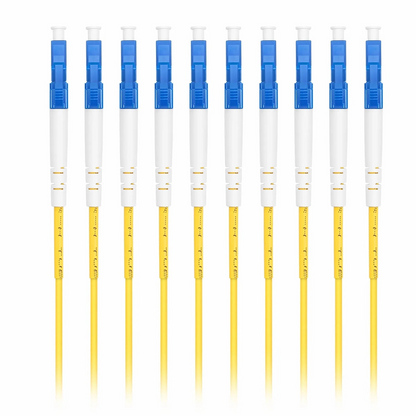 FyberOptix 1m (3ft) Fiber Patch Cable, 1 Fiber, LC UPC Simplex to LC UPC Simplex, Single Mode (OS2), Riser (OFNR), 2.0mm, Tight-Buffered, Yellow, 10 Pcs/Pack