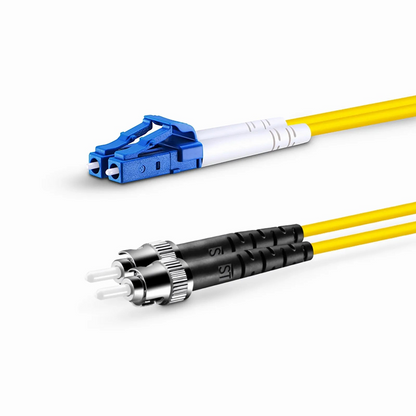 FyberOptix 3m (10ft) Fiber Patch Cable, 2 Fibers, LC UPC Duplex to ST UPC, Single Mode (OS2), LSZH, 2.0mm, Tight-Buffered, Yellow