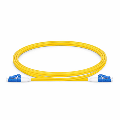 FyberOptix 1m (3ft) Fiber Patch Cable, 2 Fibers, Short Boot, LC UPC Duplex to LC UPC Duplex, Single Mode (OS2), Riser (OFNR), 2.0mm, Tight-Buffered, Yellow
