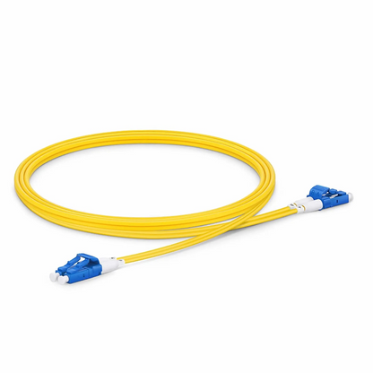 FyberOptix 1m (3ft) Fiber Patch Cable, 2 Fibers, Short Boot, LC UPC Duplex to LC UPC Duplex, Single Mode (OS2), Riser (OFNR), 2.0mm, Tight-Buffered, Yellow
