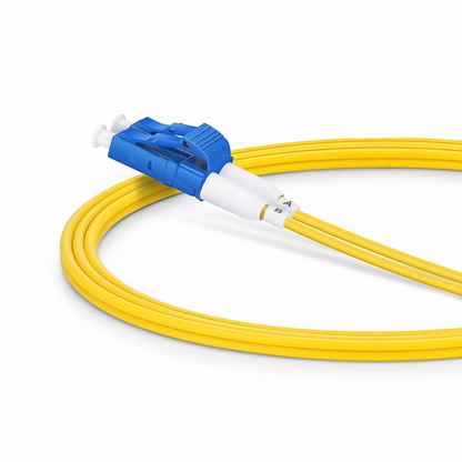 FyberOptix 1m (3ft) Fiber Patch Cable, 2 Fibers, Short Boot, LC UPC Duplex to LC UPC Duplex, Single Mode (OS2), Riser (OFNR), 2.0mm, Tight-Buffered, Yellow