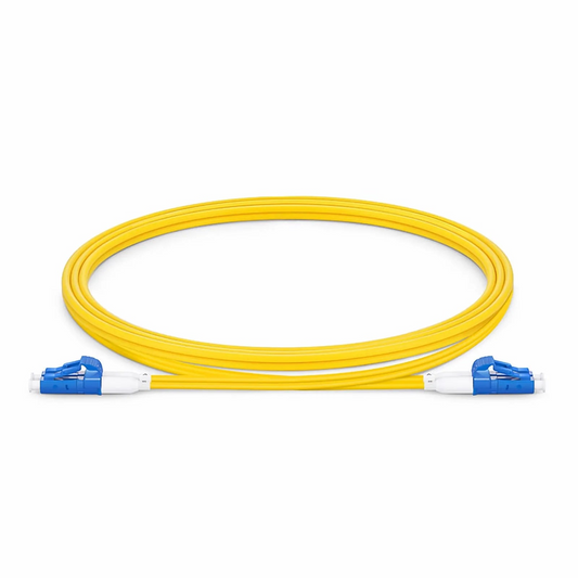 FyberOptix 1.5m (5ft) Fiber Patch Cable, 2 Fibers, Short Boot, LC UPC Duplex to LC UPC Duplex, Single Mode (OS2), Riser (OFNR), 2.0mm, Tight-Buffered, Yellow