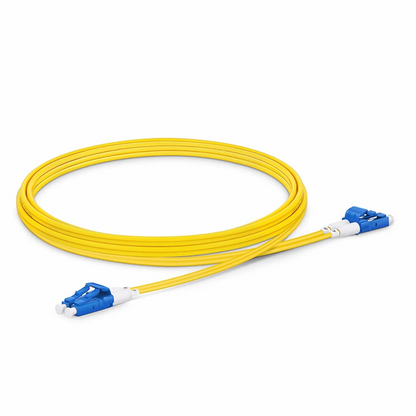 FyberOptix 2m (7ft) Fiber Patch Cable, 2 Fibers, Short Boot, LC UPC Duplex to LC UPC Duplex, Single Mode (OS2), Riser (OFNR), 2.0mm, Tight-Buffered, Yellow