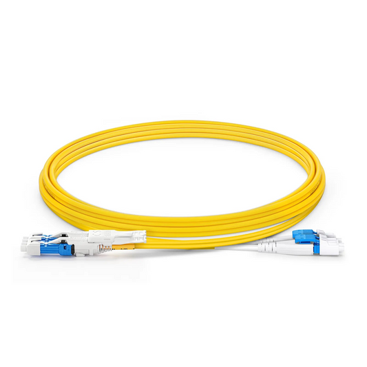 FyberOptix 2m (7ft) Fiber Patch Cable, 4 Fibers, 2 x CSâ„¢ UPC Duplex to 2 x LC UPC Duplex Flat Clip Uniboot, Single Mode (OS2), Riser (OFNR), 2.0mm, Yellow, for 200/400/800G Network Connection