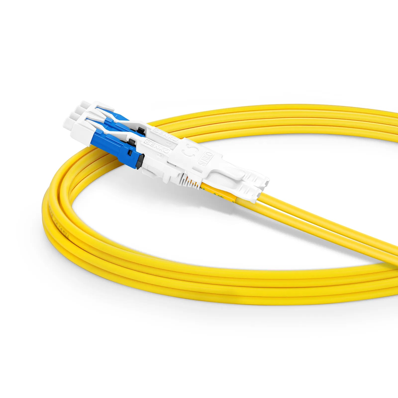 FyberOptix 2m (7ft) Fiber Patch Cable, 4 Fibers, 2 x CSâ„¢ UPC Duplex to 2 x LC UPC Duplex Flat Clip Uniboot, Single Mode (OS2), Riser (OFNR), 2.0mm, Yellow, for 200/400/800G Network Connection