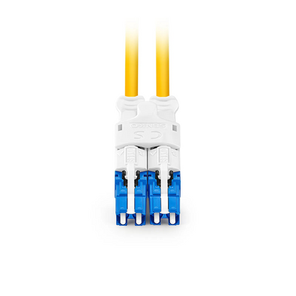 FyberOptix 2m (7ft) Fiber Patch Cable, 4 Fibers, 2 x CSA UPC Duplex to 2 x LC UPC Duplex Flat Clip Uniboot, Single Mode (OS2), Riser (OFNR), 2.0mm, Yellow, for 200/400/800G Network Connection