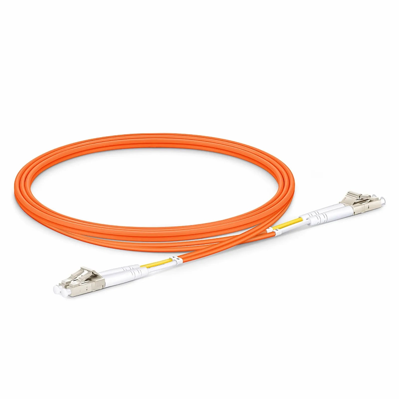 FyberOptix 1m (3ft) Fiber Patch Cable, 2 Fibers, LC UPC Duplex to LC UPC Duplex, Multimode (OM2), Riser (OFNR), 2.0mm, Tight-Buffered, Orange