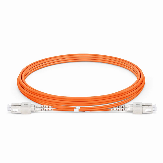 FyberOptix 2m (7ft) Fiber Patch Cable, 2 Fibers, SC UPC Duplex to SC UPC Duplex, Multimode (OM2), Riser (OFNR), 2.0mm, Tight-Buffered, Orange