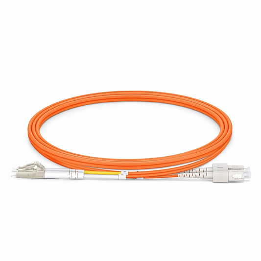 FyberOptix 1m (3ft) Fiber Patch Cable, 2 Fibers, LC UPC Duplex to SC UPC Duplex, Multimode (OM2), Riser (OFNR), 2.0mm, Tight-Buffered, Orange