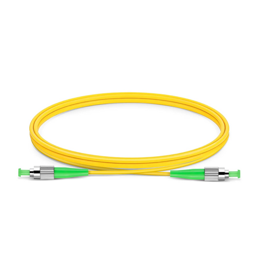 FyberOptix 1m (3ft) Fiber Patch Cable, 1 Fiber, FC APC Simplex to FC APC Simplex, Single Mode (OS2), Riser (OFNR), 3.0mm, Tight-Buffered, Yellow