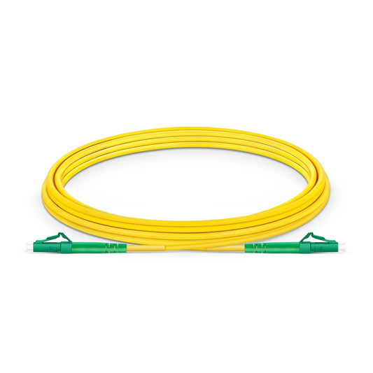FyberOptix 3m (10ft) Fiber Patch Cable, 1 Fiber, LC APC Simplex to LC APC Simplex, Single Mode (OS2), Riser (OFNR), 3.0mm, Tight-Buffered, Yellow